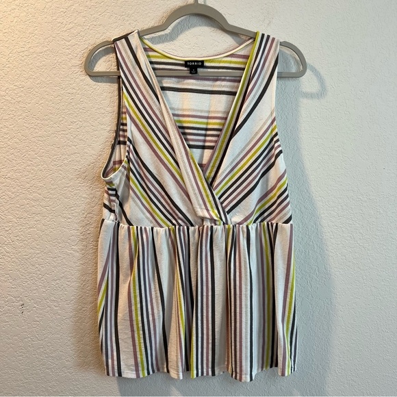 Women’s Torrid white striped mock wrap peplum blouse size 1X - Picture 1 of 4